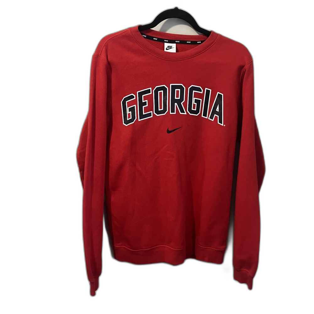 Georgia Bulldogs Nike Sweatshirt Men S Red Crew Neck Fleece Embroidered